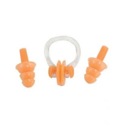 Swimming Ear Plugs With Nose Clip - Orange